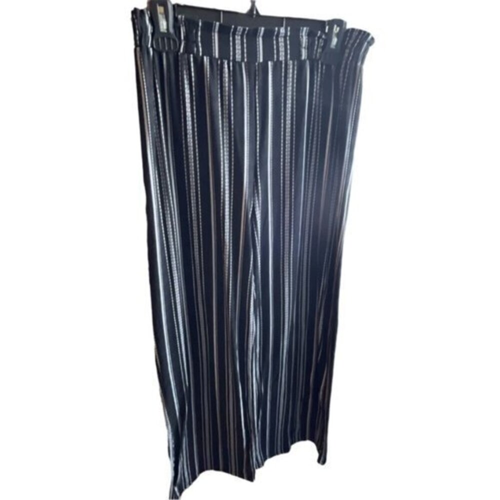 Women's Joe B Wide Leg Black White Stretch Pants Size Medium EUC #0186